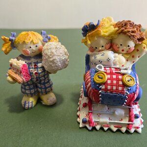 Two Enesco Figurines - Cute as a Button Collection